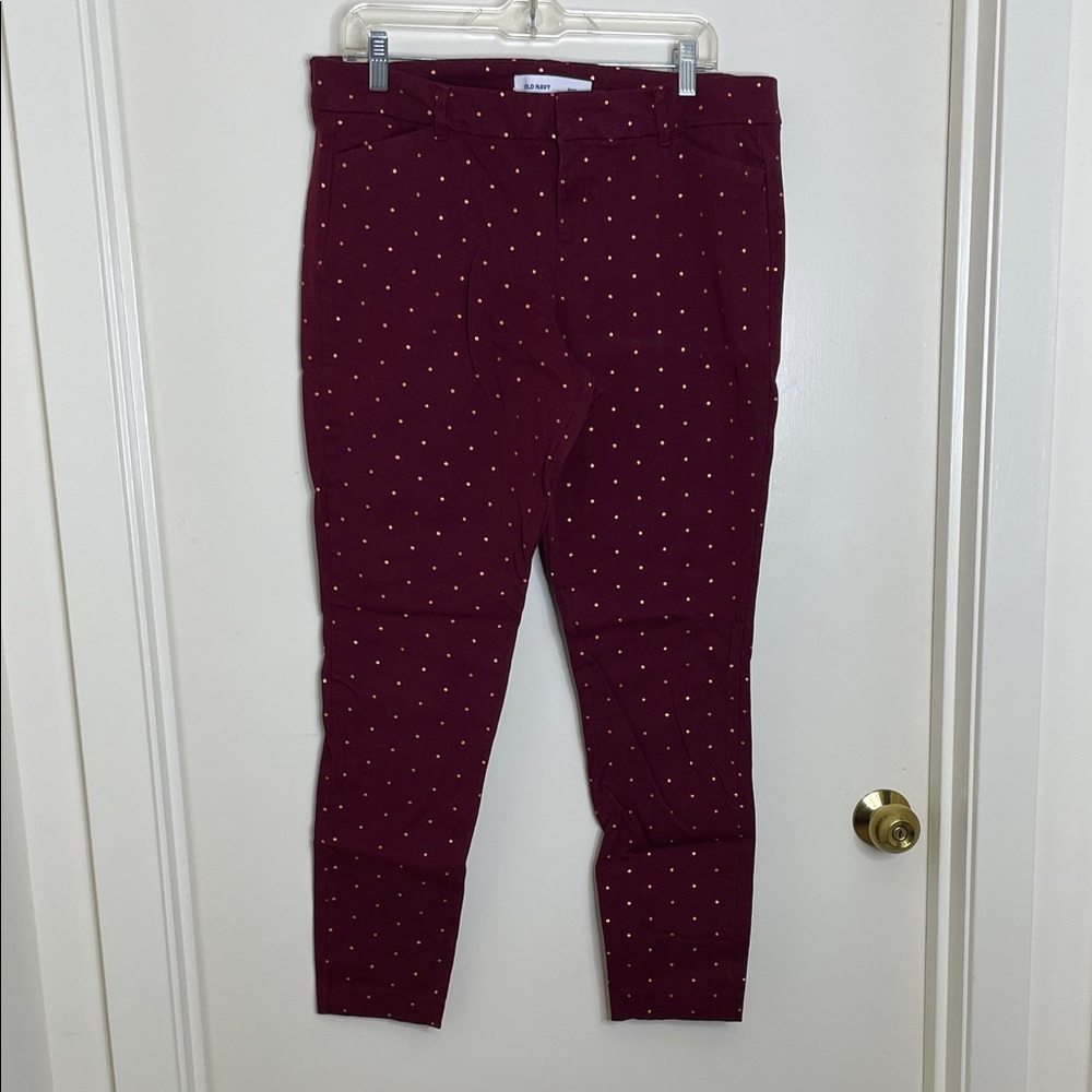 Old Navy Burgundy Polka Dot Pixie Pants